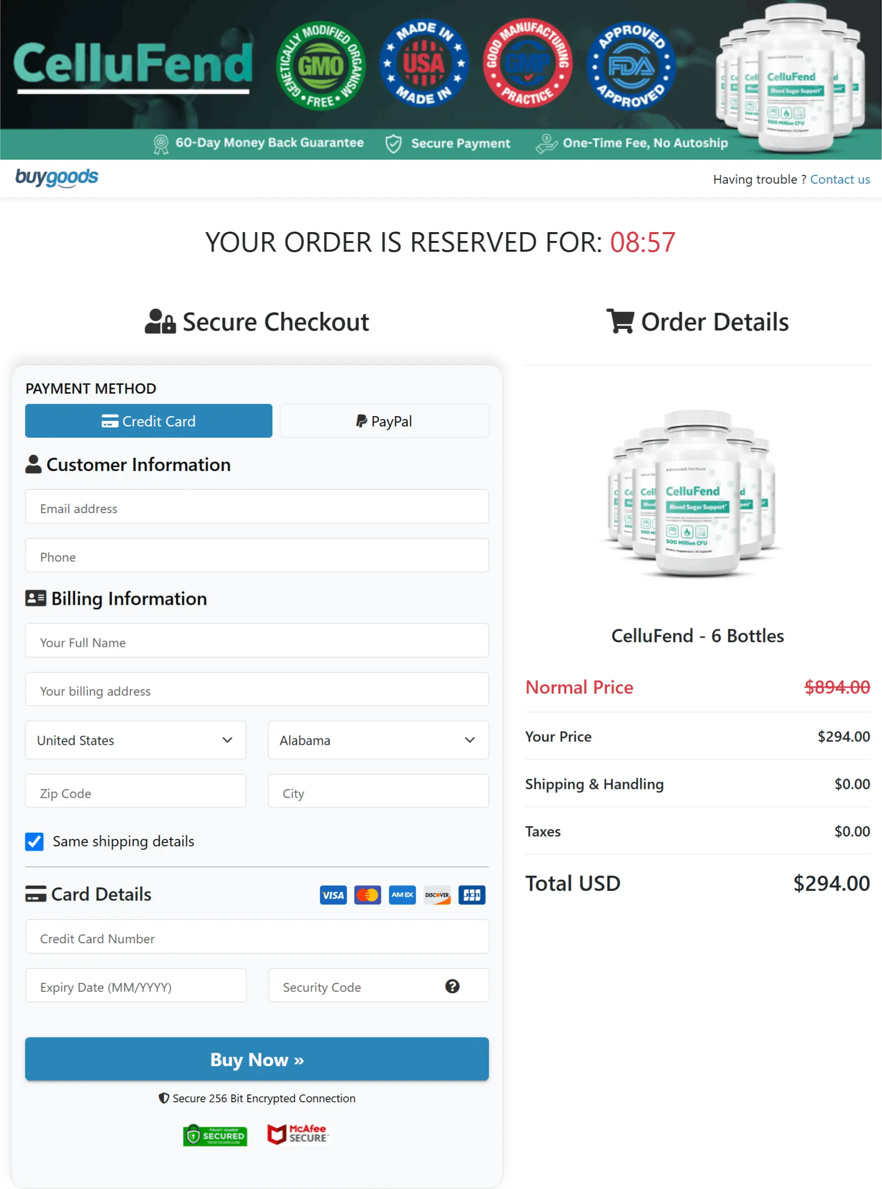 CelluFend Checkout